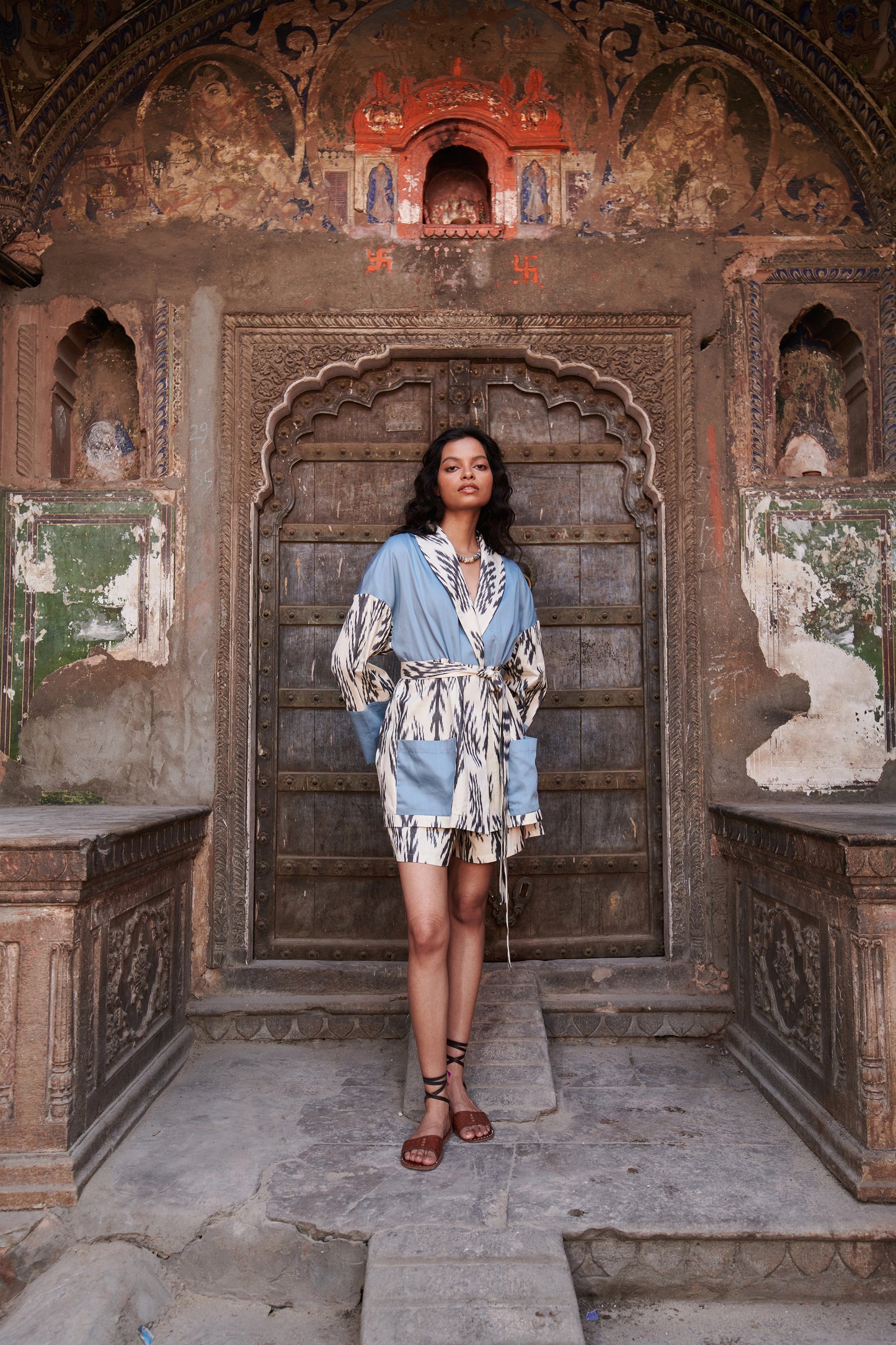 Azure Kimono Blazer Set