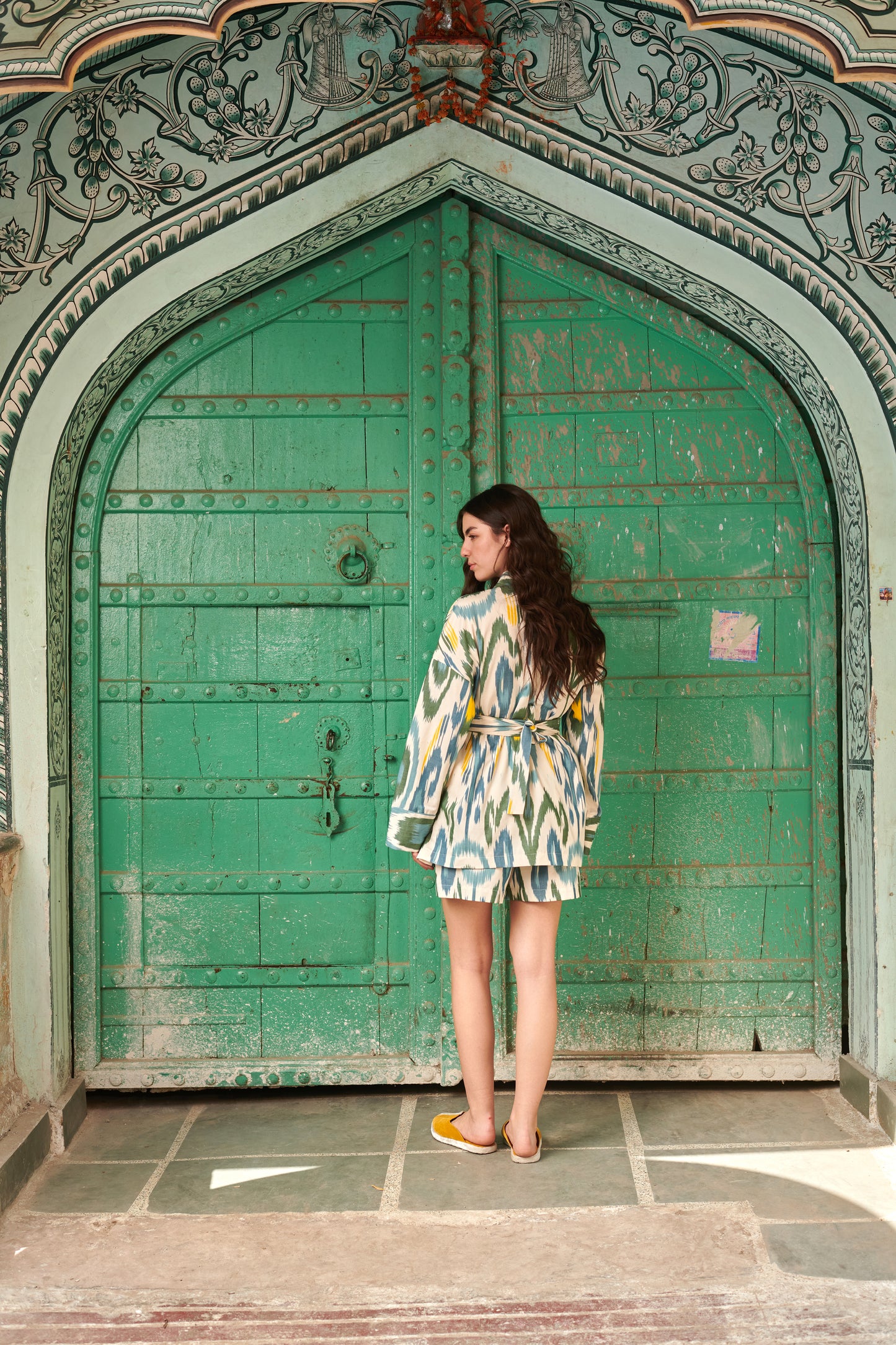 Zazzle Kimono Jacket in Green & Yellow
