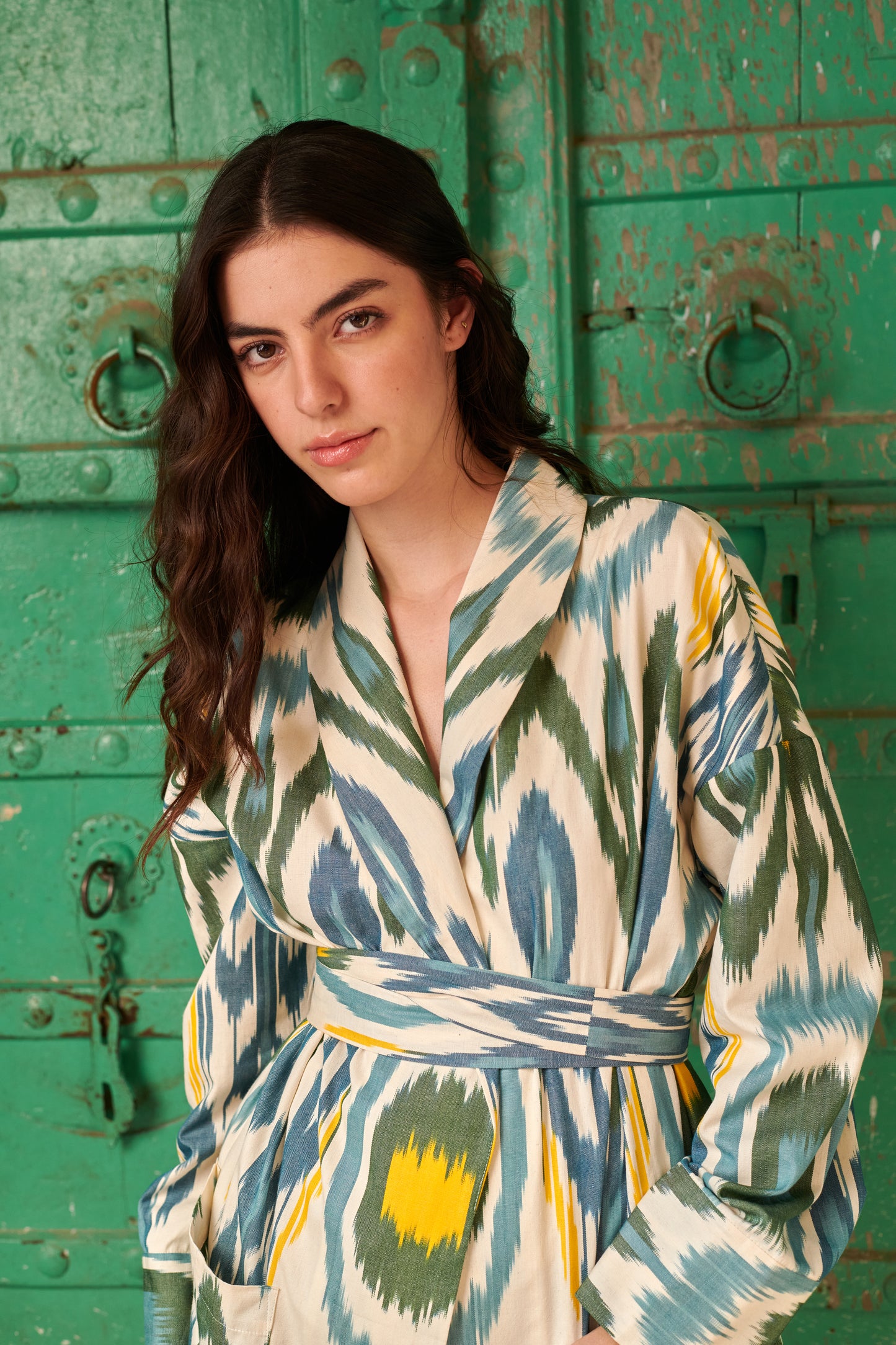 Zazzle Kimono Jacket in Green & Yellow