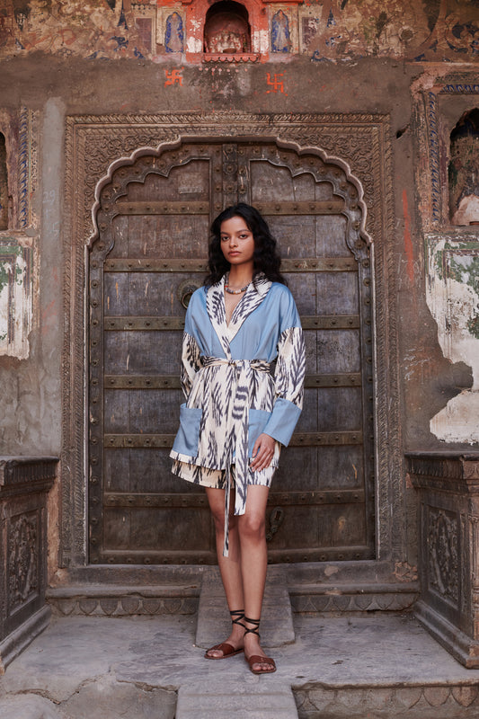 Azure Kimono Blazer Set