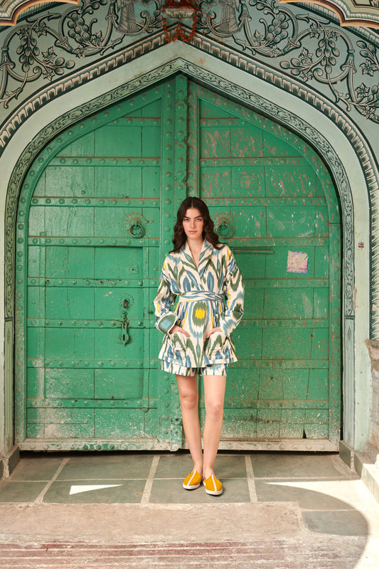 Zazzle Kimono Jacket in Green & Yellow